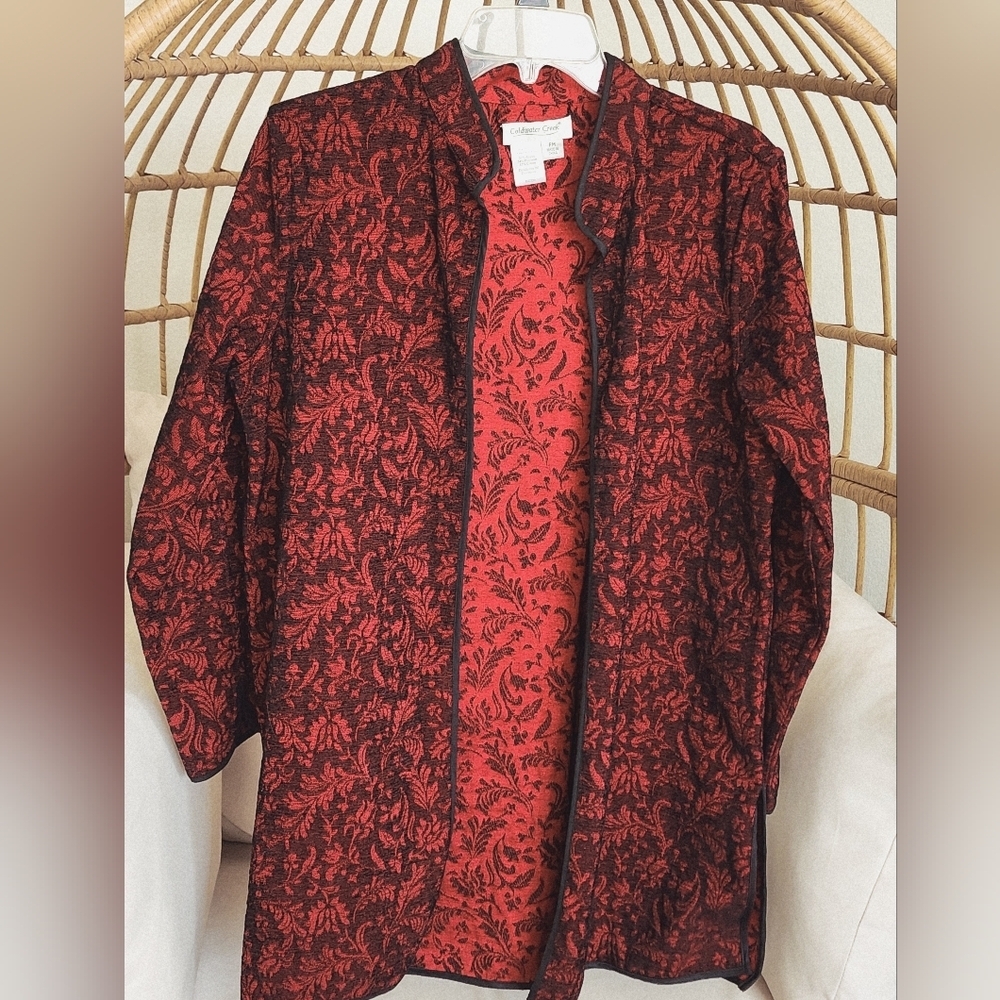Coldwater Creek Women's Red & Black Reversible Coat Jacket Sz MP